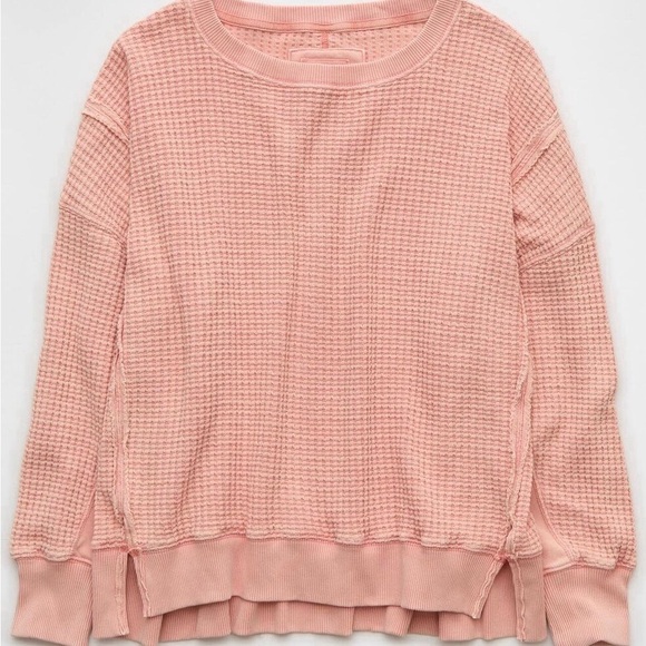 American Eagle Outfitters Pink Waffle Knit Sweatshirt, New with Tags - Picture 11 of 16